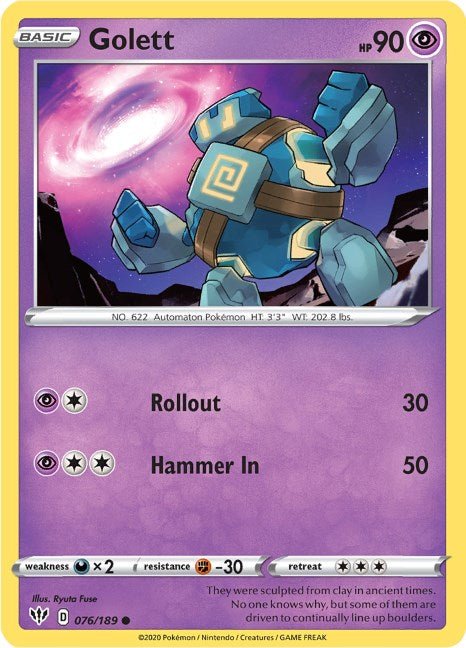 Pokemon Golett 076/189 SWSH03: Darkness Ablaze Reverse Holo - EternaCards