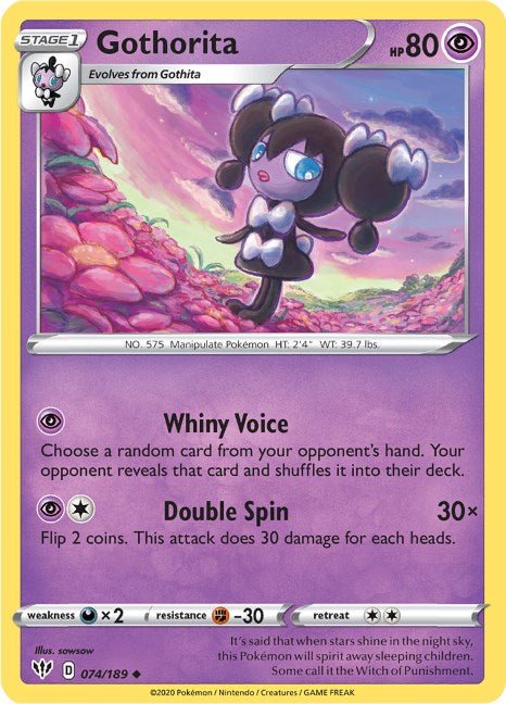 Pokemon Gothorita 074/189 SWSH03: Darkness Ablaze Reverse Holo - EternaCards