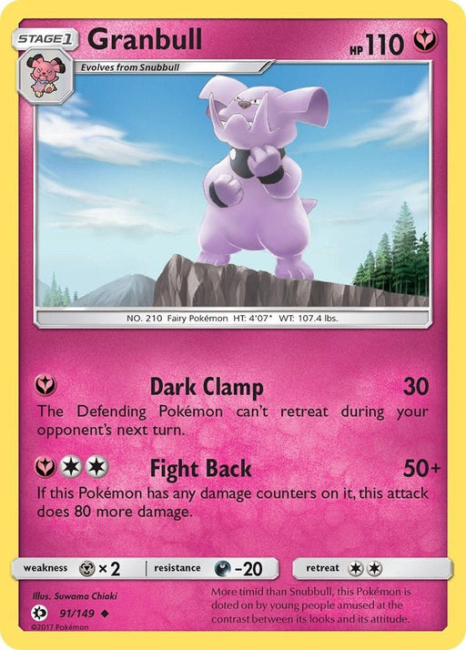 Pokemon Granbull 91/149 SM Base Set Reverse Holo - Eterna Cards