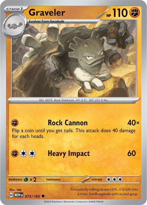 Pokemon Graveler 075/165 SV: Scarlet & Violet 151 Normal - EternaCards