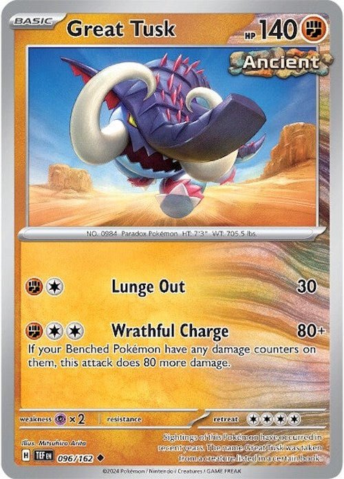 Pokemon Great Tusk - 096/162 096/162 SV05: Temporal Forces Reverse Holo - EternaCards