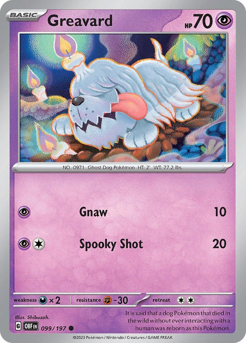 Pokemon Greavard - 099/197 SV03: Obsidian Flames Normal - EternaCards
