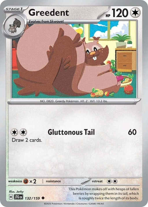 Pokemon Greedent 132/159 SV09: Journey Together Normal - Eterna Cards