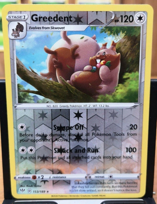 Pokemon Greedent 153/189 SWSH03: Darkness Ablaze Reverse Holo - Eterna Cards