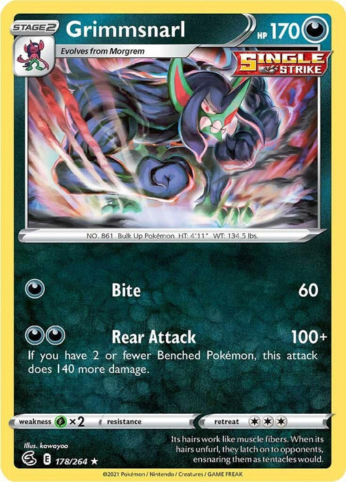 Pokemon Grimmsnarl 178/264 SWSH08: Fusion Strike Reverse Holo - EternaCards