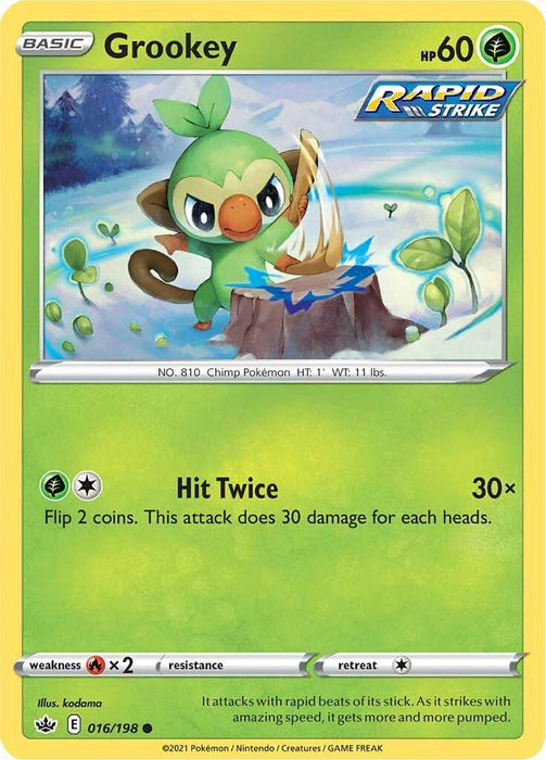 Pokemon Grookey 016/198 SWSH06: Chilling Reign Normal - EternaCards