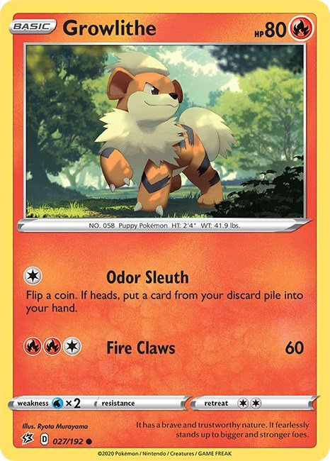 Pokemon Growlithe 027/192 SWSH02: Rebel Clash Normal - Eterna Cards