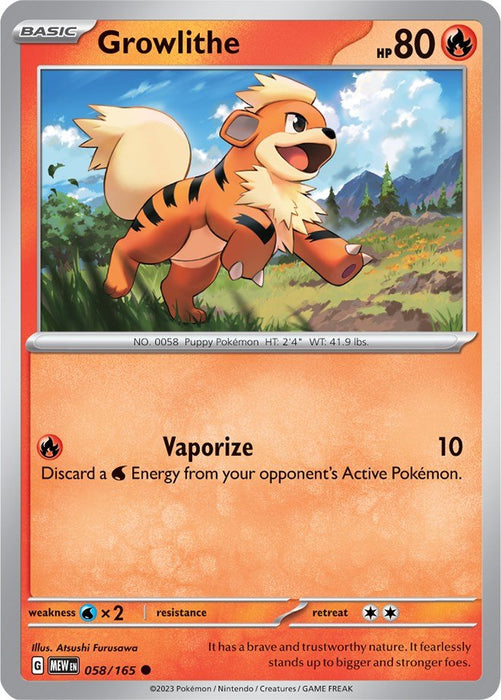 Pokemon Growlithe 058/165 SV: Scarlet & Violet 151 Normal - EternaCards