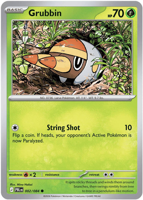 Pokemon Grubbin 002/084 ME05: Pitch Black Reverse Holo - Eterna Cards