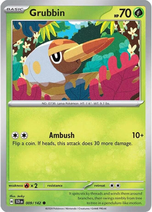 Pokemon Grubbin 009/142 SV07: Stellar Crown Reverse Holo - EternaCards