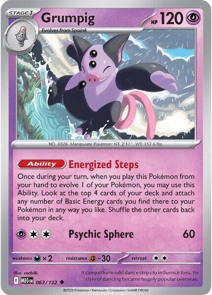 Pokemon Grumpig 063/132 ME01: Mega Evolution Reverse Holo - EternaCards