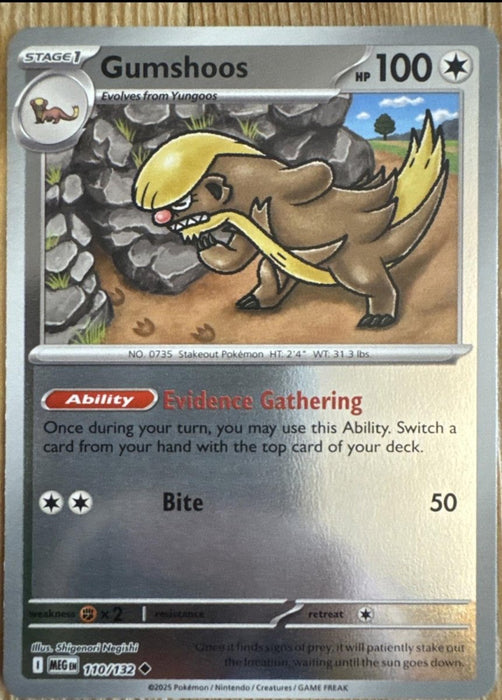 Pokemon Gumshoos - 110/132 ME01: Mega Evolution Normal - Eterna Cards