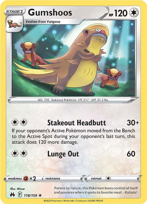 Pokemon Gumshoos 118/159 SWSH: Crown Zenith Reverse Holo - EternaCards