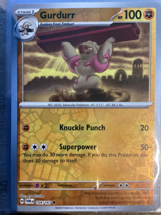 Pokemon Gurdurr 104/167 SV06: Twilight Masquerade Normal - Eterna Cards