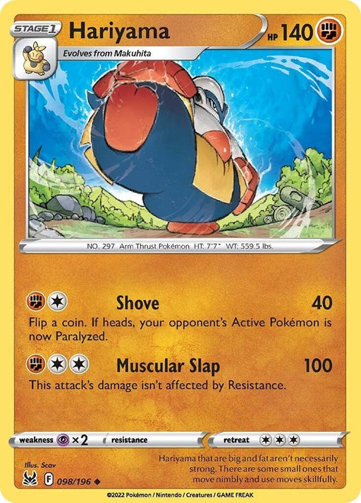 Pokemon Hariyama 098/196 SWSH11: Lost Origin Reverse Holo - EternaCards