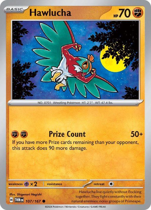 Pokemon Hawlucha 107/167 SV06: Twilight Masquerade Reverse Holo - EternaCards