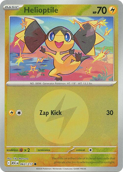 Pokemon Helioptile (Energy Symbol Pattern) 063/217 ME: Ascended Heroes Reverse Holo - Eterna Cards