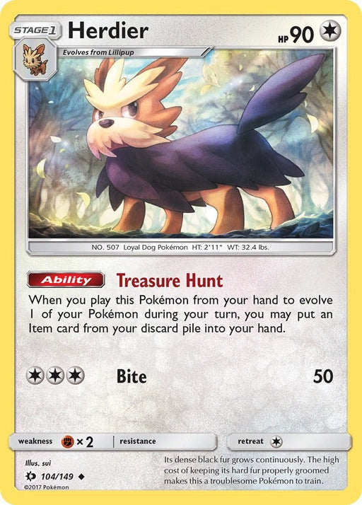 Pokemon Herdier 104/149 SM Base Set Normal - Eterna Cards