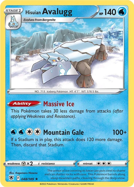 Pokemon Hisuian Avalugg 048/189 SWSH10: Astral Radiance Normal - Eterna Cards
