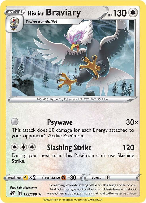 Pokemon Hisuian Braviary 132/189 SWSH10: Astral Radiance Reverse Holo - EternaCards