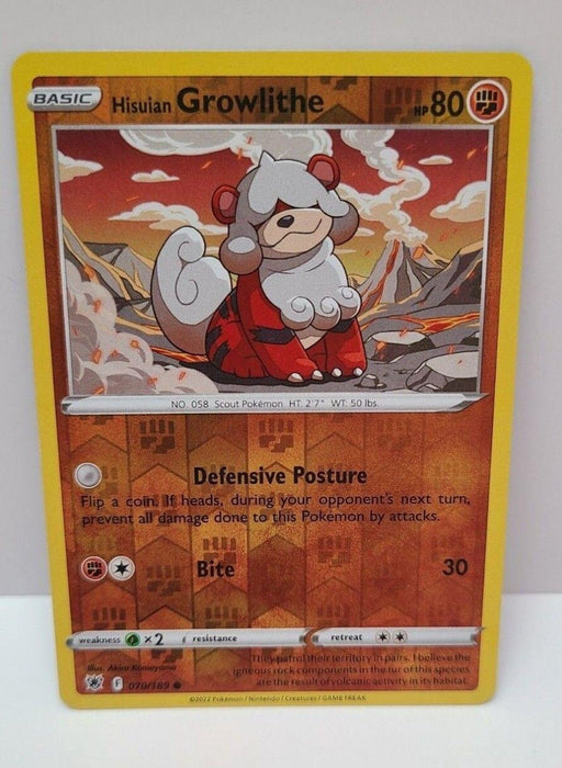 Pokemon Hisuian Growlithe 070/189 SWSH10: Astral Radiance Normal - Eterna Cards