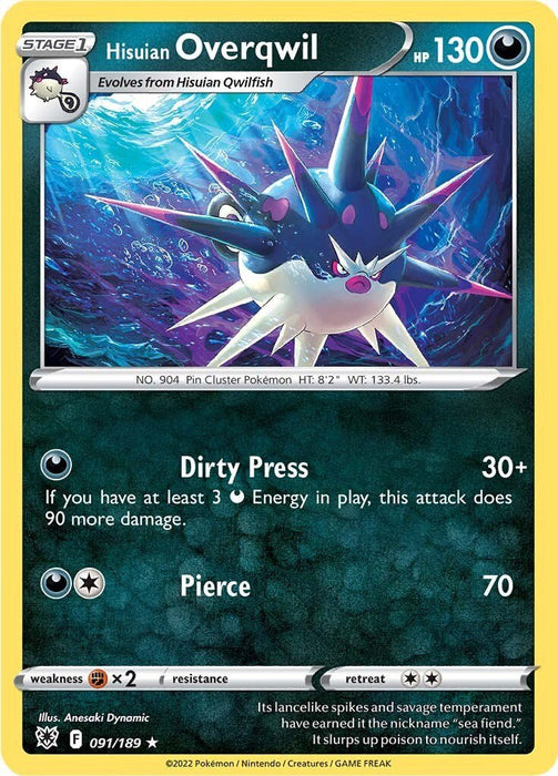 Pokemon Hisuian Overqwil (91) 091/189 SWSH10: Astral Radiance Reverse Holo - EternaCards