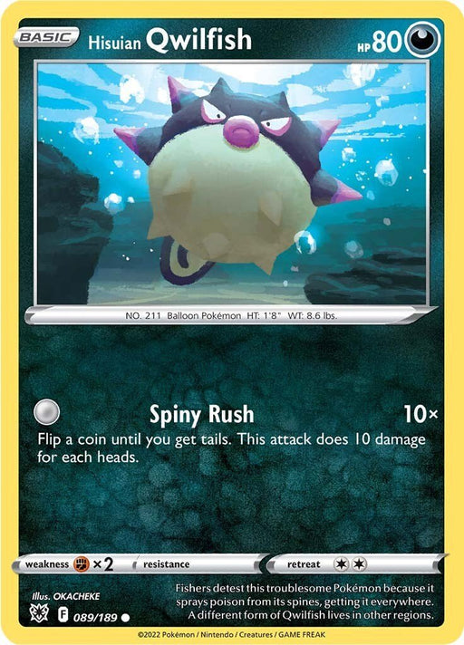 Pokemon Hisuian Qwilfish (89) 089/189 SWSH10: Astral Radiance Reverse Holo - EternaCards