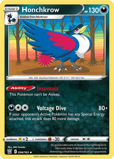Pokemon Honchkrow 094/163 SWSH05: Battle Styles Normal - Eterna Cards