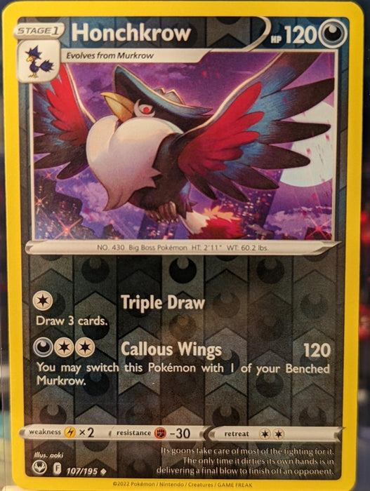Pokemon Honchkrow 107/195 SWSH12: Silver Tempest Normal - Eterna Cards