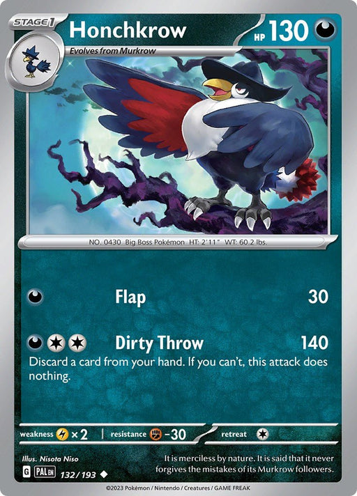 Pokemon Honchkrow 132/193 SV02: Paldea Evolved Normal - EternaCards