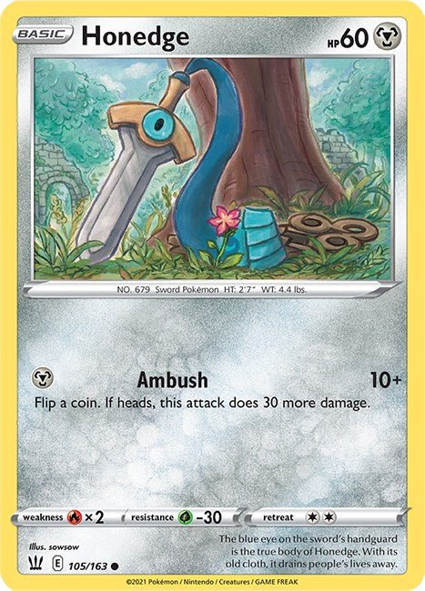 Pokemon Honedge 105/163 SWSH05: Battle Styles Reverse Holo - EternaCards