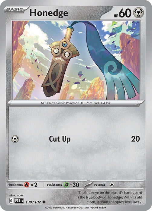 Pokemon Honedge - 130/182 130/182 SV04: Paradox Rift Reverse Holofoil - EternaCards