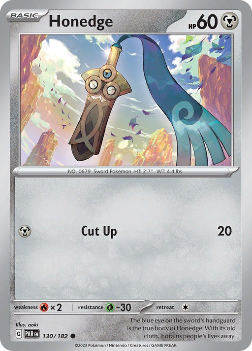Pokemon Honedge - 130/182 130/182 SV04: Paradox Rift Reverse Holofoil - EternaCards