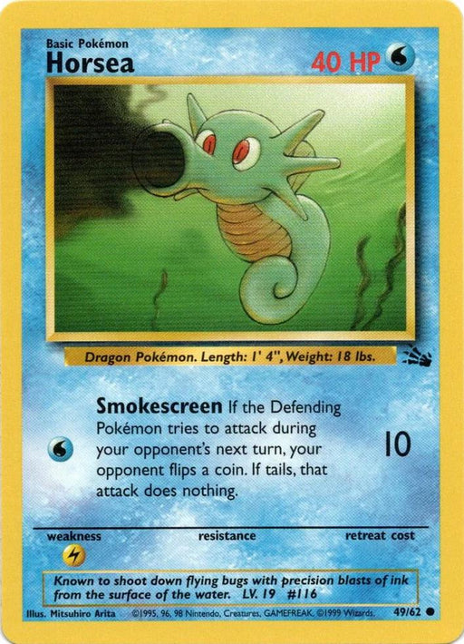 Pokemon Horsea 49/62 Fossil Unlimited - Eterna Cards