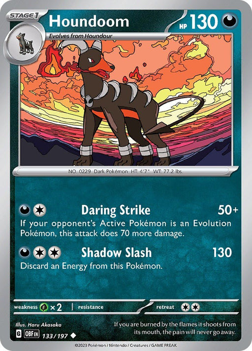 Pokemon Houndoom 133/197 SV03: Obsidian Flames Normal - Eterna Cards