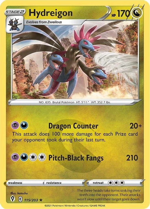 Pokemon Hydreigon 115/203 SWSH07: Evolving Skies Reverse Holo - EternaCards