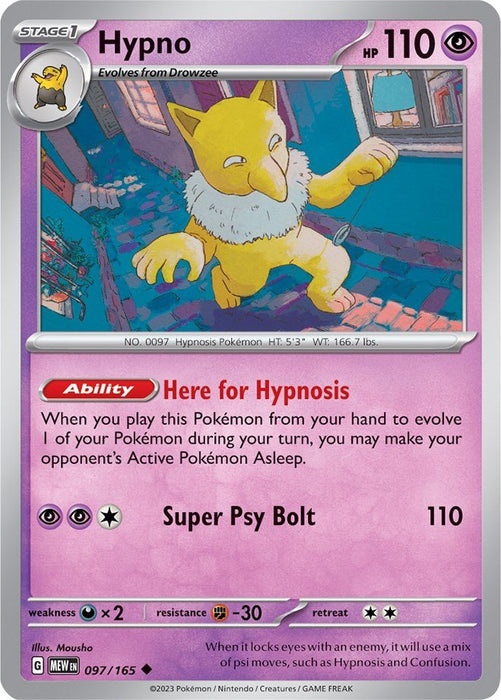 Pokemon Hypno 097/165 SV: Scarlet & Violet 151 Reverse Holo - EternaCards