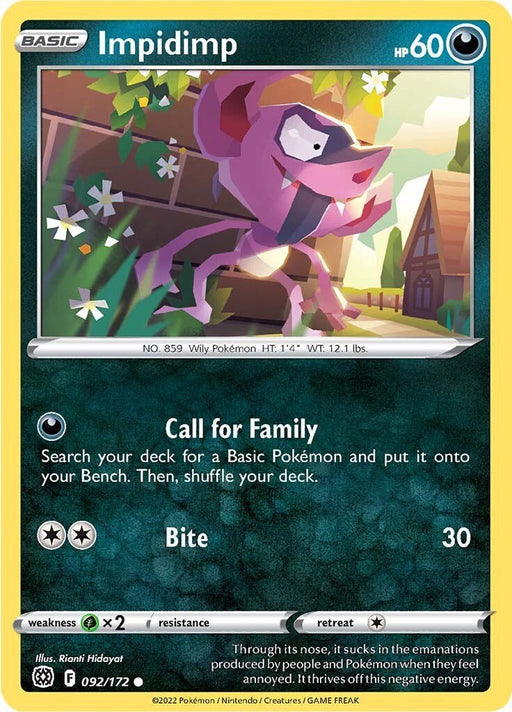 Pokemon Impidimp 092/172 SWSH09: Brilliant Stars Normal - EternaCards