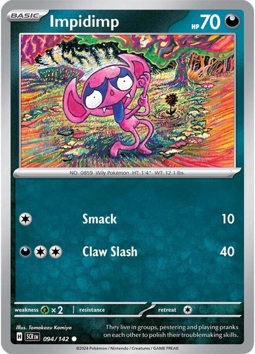 Pokemon Impidimp 094/142 SV07: Stellar Crown Reverse Holo - EternaCards