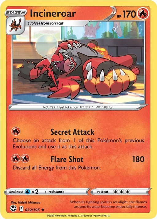 Pokemon Incineroar 032/195 SWSH12: Silver Tempest Normal - Eterna Cards