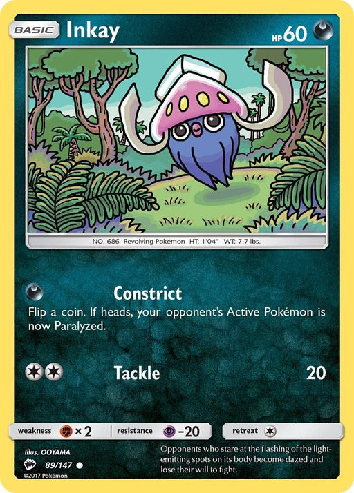 Pokemon Inkay 89/147 SM - Burning Shadows Normal - Eterna Cards