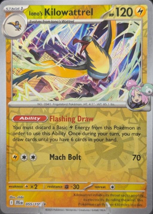 Pokemon Iono's Kilowattrel - 055/159 SV09: Journey Together Holo - Eterna Cards