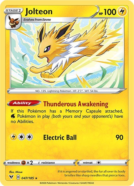 Pokemon Jolteon 047/185 SWSH04: Vivid Voltage Reverse Holo - EternaCards
