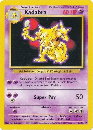 Pokemon Kadabra 032/102 Base Set Normal - Eterna Cards
