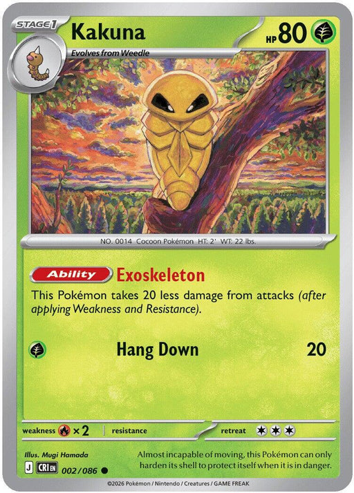 Pokemon Kakuna 002/086 ME04: Chaos Rising Reverse Holo - Eterna Cards