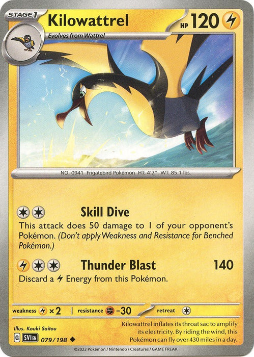 Pokemon Kilowattrel 079/198 SV01: Scarlet & Violet Base Set Reverse Holo - EternaCards