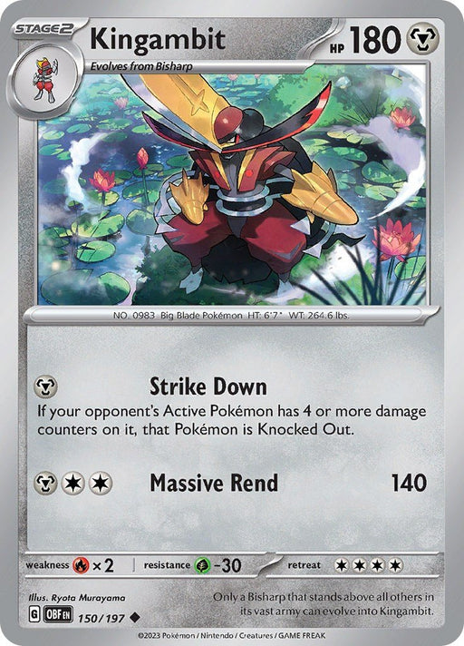 Pokemon Kingambit 150/197 SV03: Obsidian Flames Reverse Holo - EternaCards