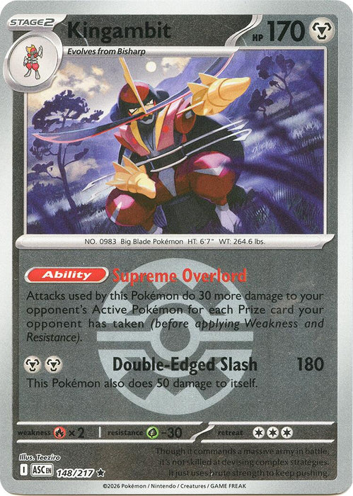 Pokemon Kingambit (Quick Ball) 148/217 ME: Ascended Heroes Reverse Holo - Eterna Cards