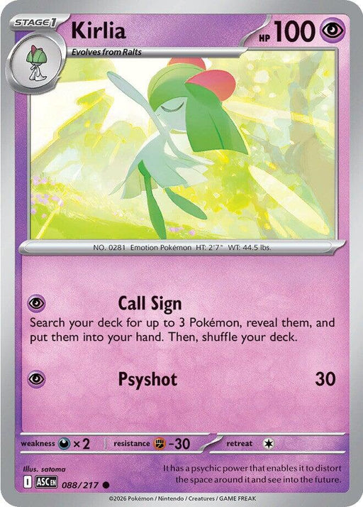 Pokemon Kirlia 088/217 ME: Ascended Heroes Reverse Holo - EternaCards