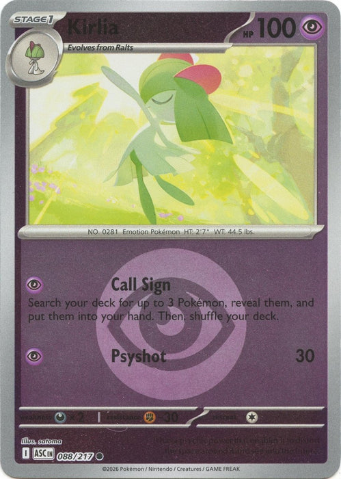 Pokemon Kirlia (Energy Symbol Pattern) 088/217 ME: Ascended Heroes Reverse Holo - Eterna Cards
